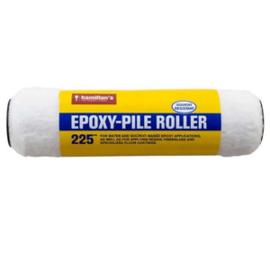 Epoxy-pile roller in yellow-blue packaging labeled 'EPOXY-PILE ROLLER, 225' with 'Solvent Resistant' text.